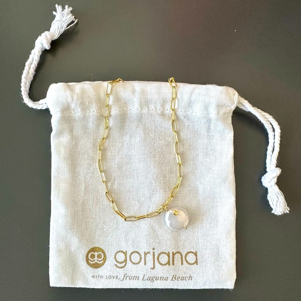 Gorjana Reese Pearl Mini Paperclip Necklace - Gold